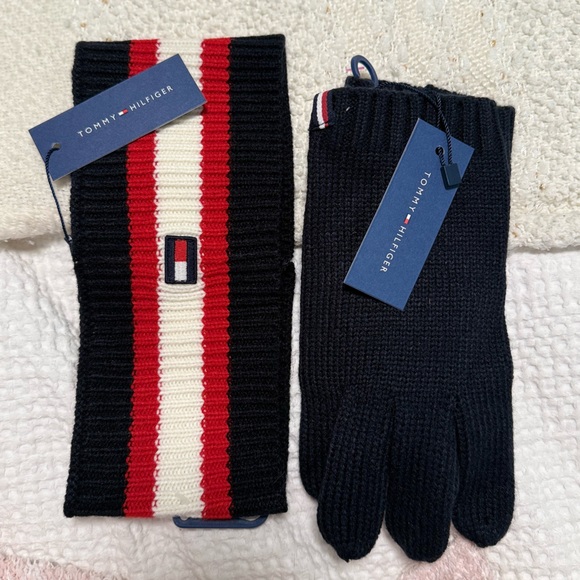 Tommy Hilfiger Accessories - NWT Tommy Hilfiger Winter Accessories Matching Gloves & Headband Navy & Red